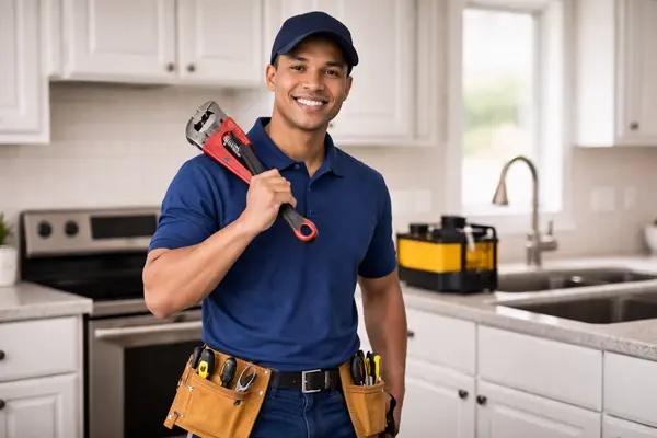 a plumber smiling at the camera from 24 Hr Plumbing Leander in Leander, TX - Outside faucet installation a plumber smiling at the camera from 24 Hr Plumbing Leander in Leander, TX - Outside faucet installation