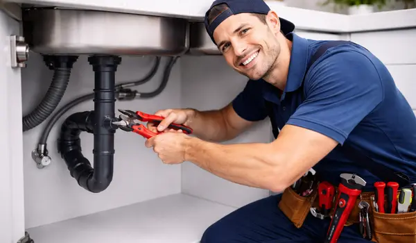 a male plumber smiling at the camera from 24 Hr Plumbing Leander in Leander, TX - Plumber near me